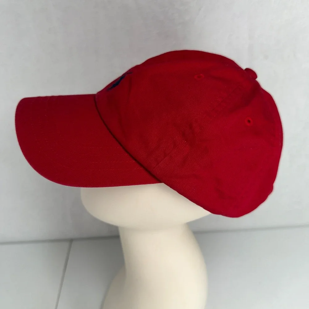 Vintage Polo Ralph Lauren Baseball Cap Red Navy Pony Logo Adjustable Cotton Hat